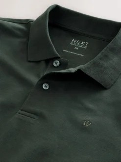 Next Olive Green Regular Fit Long Sleeve Pique Polo Shirt Best