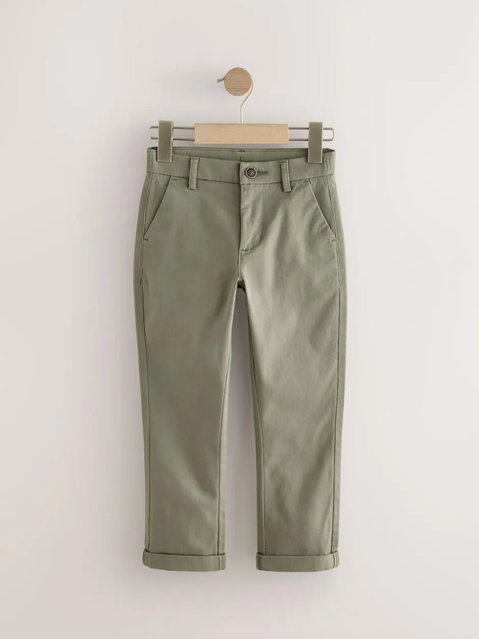 Next Olive Green Regular Fit Stretch Chino Trousers (3-17yrs) Online