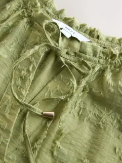 Next Tufty Jacquard Long Sleeve Blouse Olive Green Online