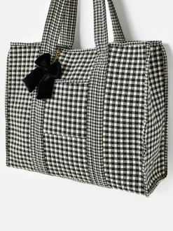 Oliver Bonas Black Gingham FabricnTote Bag Best