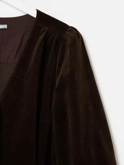 Oliver Bonas Brown Corduroy V-Neck Tie Waist Jumpsuit