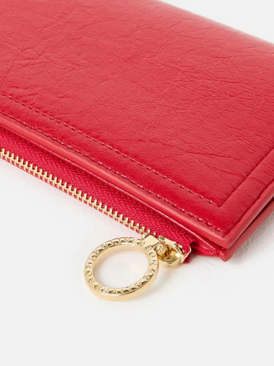 Oliver Bonas Red Fold Over Zipped Purse Outlet
