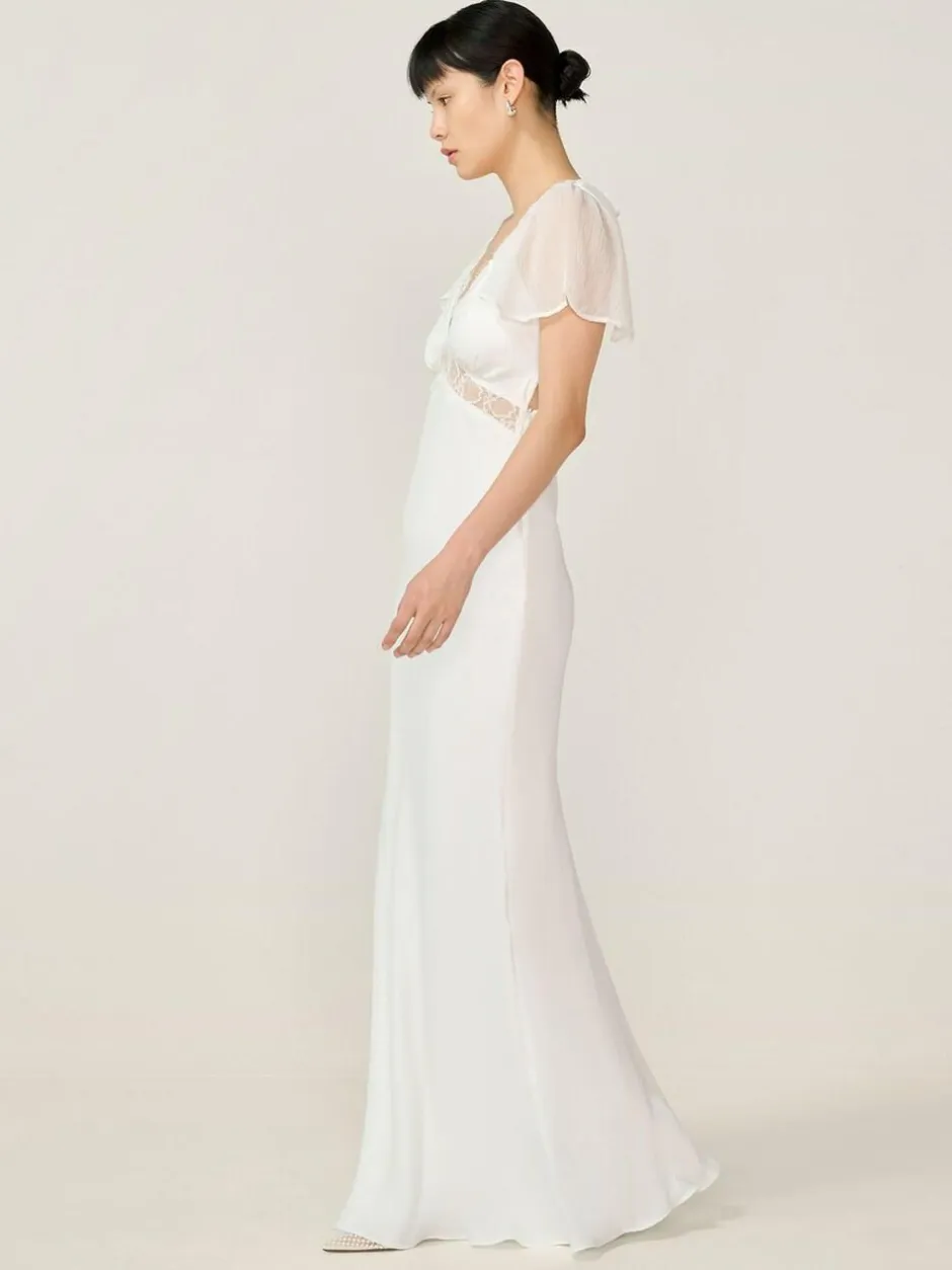 Omnes White Meadow Bridal Maxi Dress with Lace Detail New