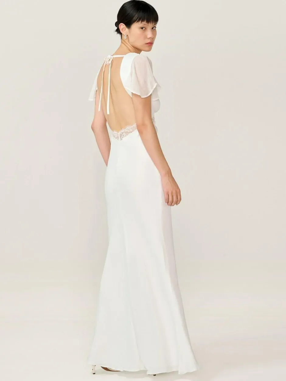 Omnes White Meadow Bridal Maxi Dress with Lace Detail New
