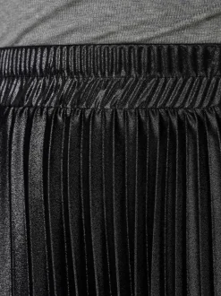 ONLY Black Metallic Pleated Midi Skirt New