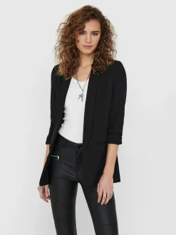 ONLY Black Ruched Sleeve Workwear 100% Cotton Blazer Online