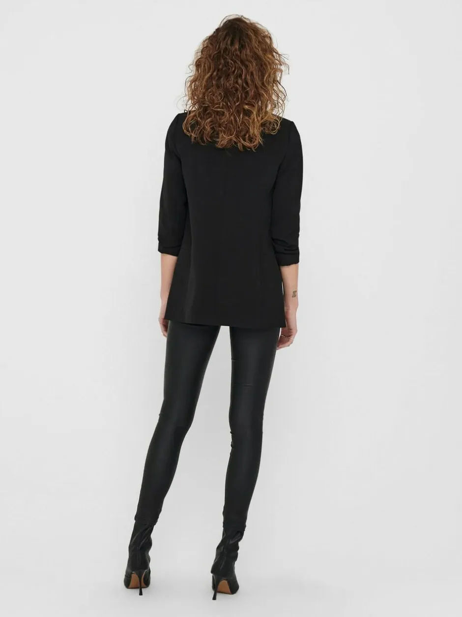 ONLY Black Ruched Sleeve Workwear 100% Cotton Blazer Online
