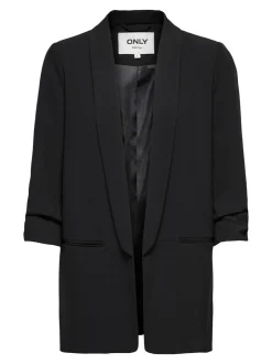 ONLY Black Ruched Sleeve Workwear 100% Cotton Blazer Online