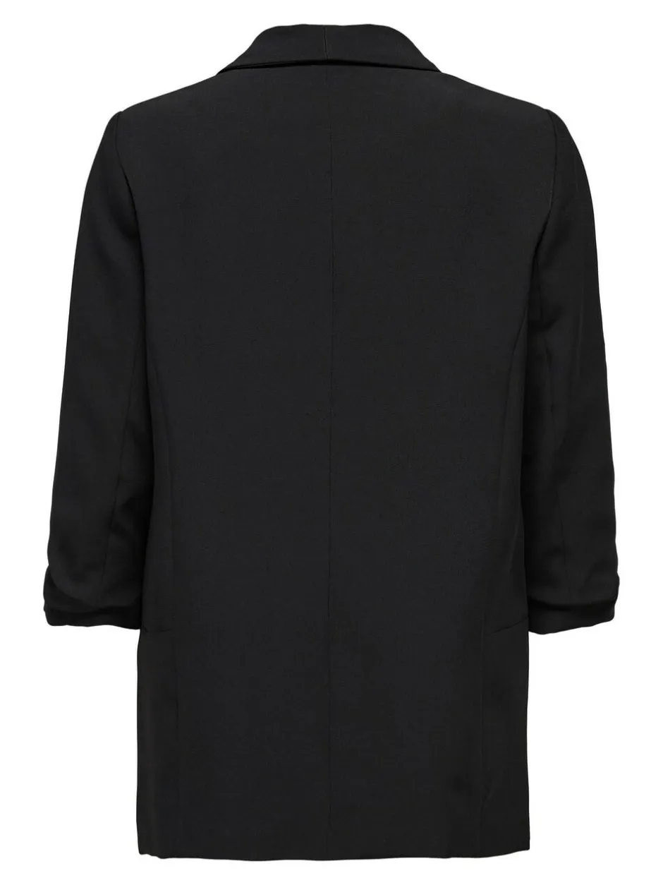 ONLY Black Ruched Sleeve Workwear 100% Cotton Blazer Online