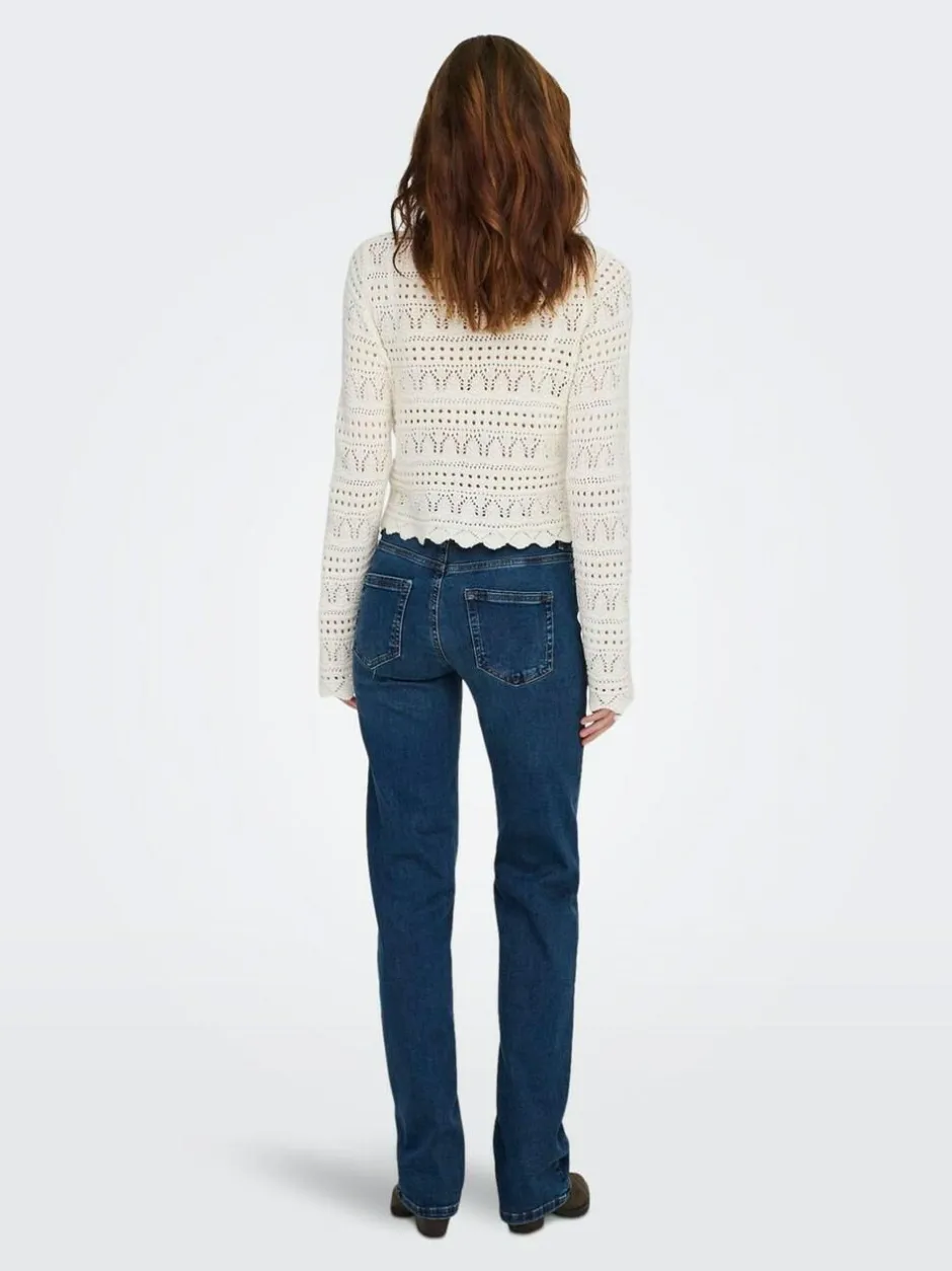 ONLY Blush Mid Rise Straight Leg Jeans With Super Stretch Dark Blue Sale