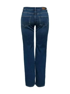 ONLY Blush Mid Rise Straight Leg Jeans With Super Stretch Dark Blue Sale