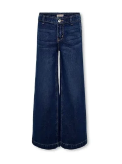 ONLY KIDS Blue 100% Cotton Wide Leg Jeans with Adjustable Waist Outlet