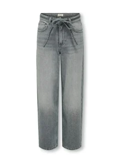 ONLY KIDS Grey Gianna Tie Waist Straight Fit Jeans