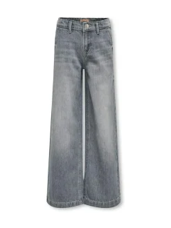 ONLY KIDS Grey Wide Leg Adjustable Waist 100% Cotton Jeans Clearance