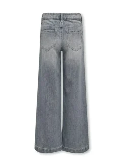 ONLY KIDS Grey Wide Leg Adjustable Waist 100% Cotton Jeans Clearance
