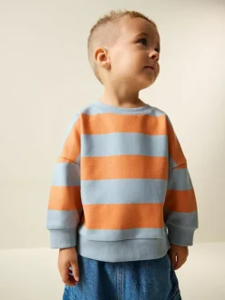 Next Orange & Blue Stripe All-Over Print Crew Neck Sweatshirt (3mths-7yrs) Hot