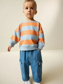 Next Orange & Blue Stripe All-Over Print Crew Neck Sweatshirt (3mths-7yrs) Hot