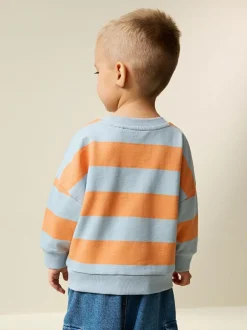Next Orange & Blue Stripe All-Over Print Crew Neck Sweatshirt (3mths-7yrs) Hot