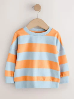Next Orange & Blue Stripe All-Over Print Crew Neck Sweatshirt (3mths-7yrs) Hot