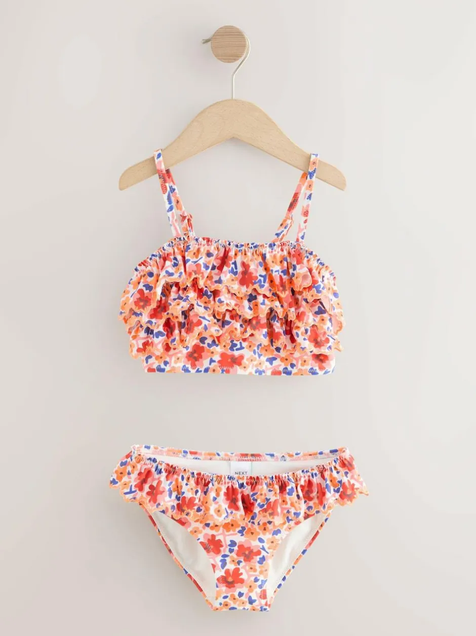 Next Frill Bikini (3-16yrs) Orange Ditsy Floral Online