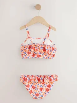 Next Frill Bikini (3-16yrs) Orange Ditsy Floral Online