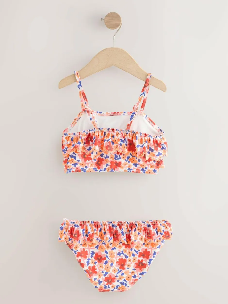Next Frill Bikini (3-16yrs) Orange Ditsy Floral Online