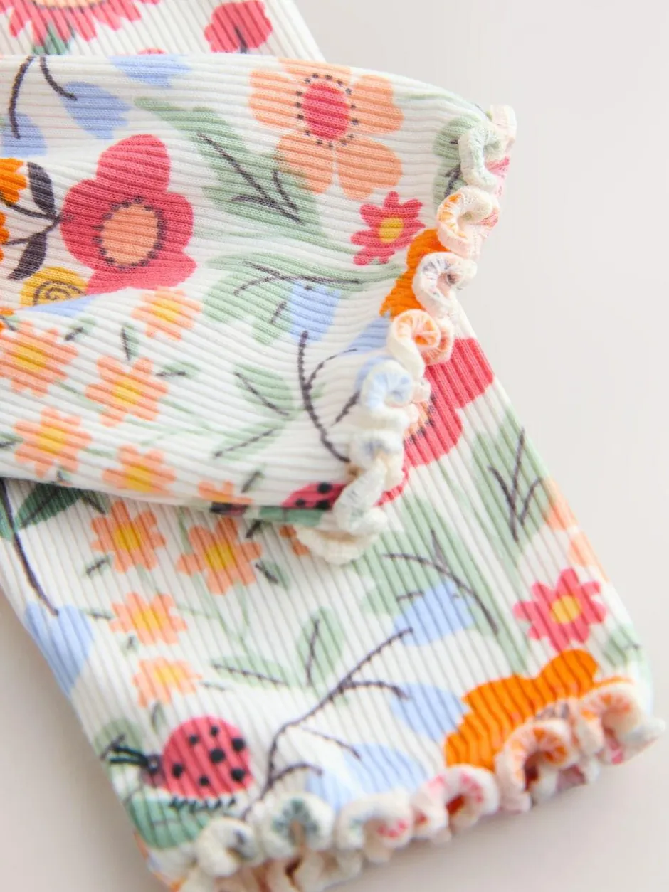 Next Ribbed Leggings (3mths-7yrs) Orange Ditsy Floral