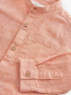 Next Orange Grandad Collar Linen Mix Shirt (3mths-7yrs) Best