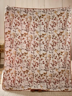 Next Honesty Floral Print Reversible Bedspread Orange Clearance