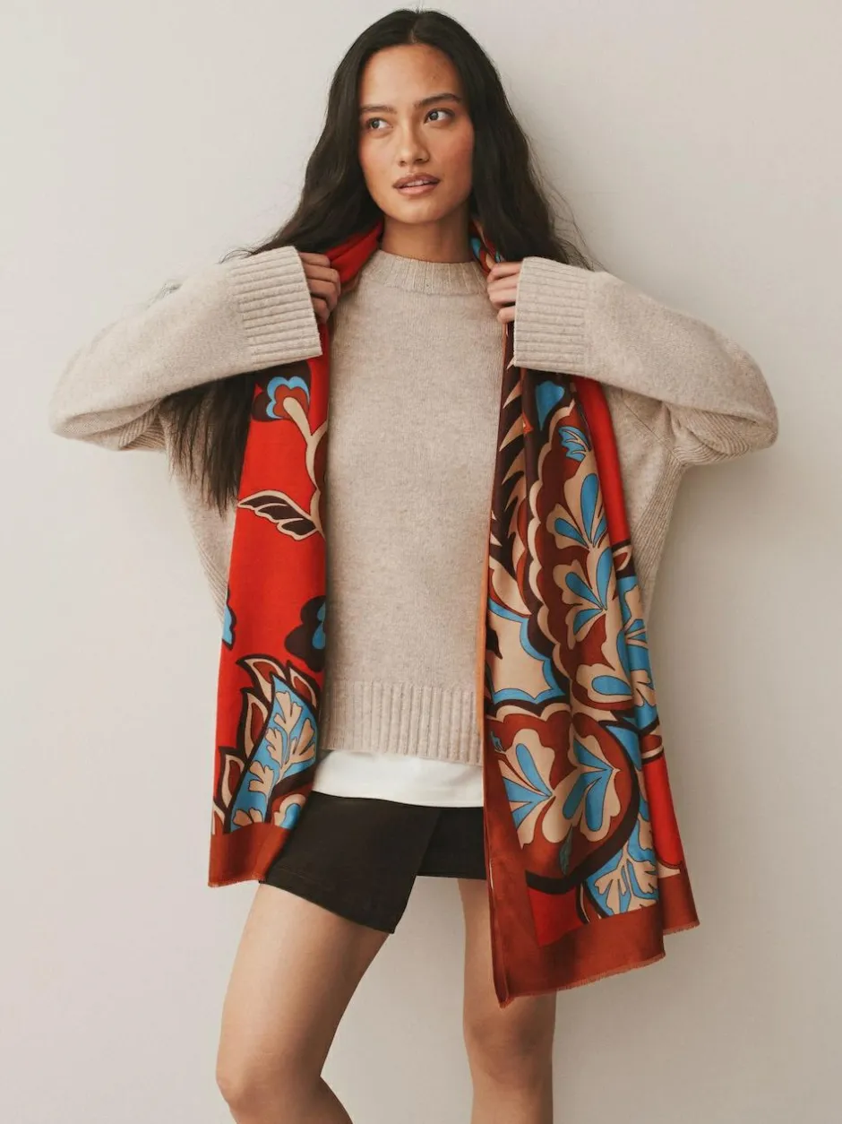 Next Orange Paisley Print Midweight Scarf Online
