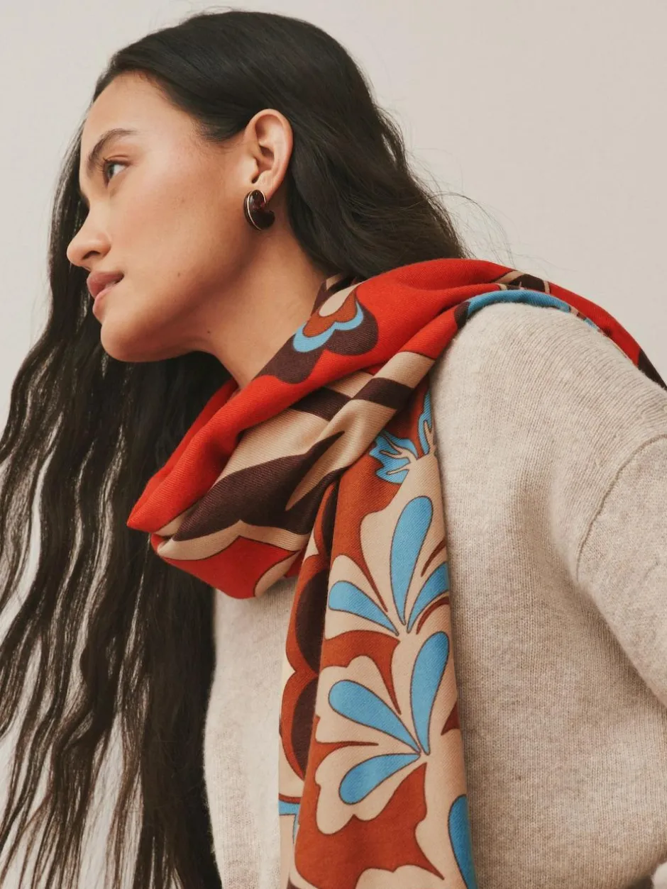 Next Orange Paisley Print Midweight Scarf Online