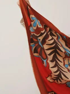 Next Orange Paisley Print Midweight Scarf Online