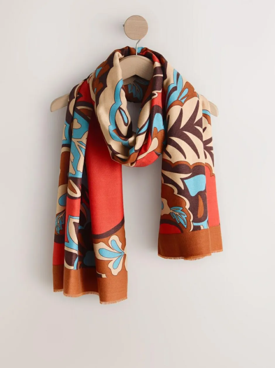 Next Orange Paisley Print Midweight Scarf Online
