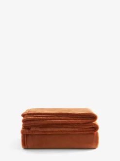 Next Orange Plush Fleece Throw New
