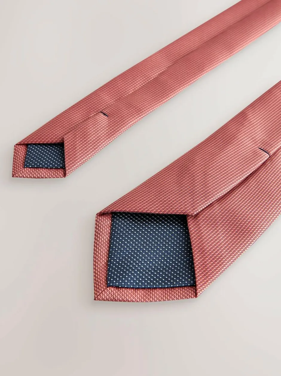Next Orange Slim Textured Tie Hot