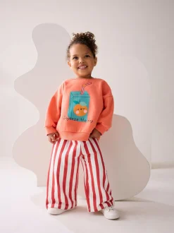 Next Orange Squeeze the Day Sweatshirt & Wide Leg Trousers Set (3mths-7yrs) Online