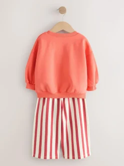 Next Orange Squeeze the Day Sweatshirt & Wide Leg Trousers Set (3mths-7yrs) Online