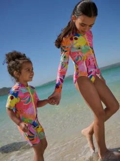 Next Orange Tropical Long Sleeve Sunsafe Swimsuit (3mths-16yrs) Best