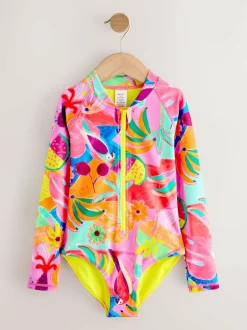 Next Orange Tropical Long Sleeve Sunsafe Swimsuit (3mths-16yrs) Best