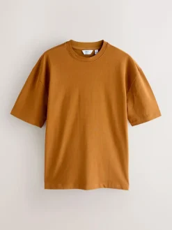 Next Relaxed Fit Heavyweight T-Shirts 5 Pack Orange/Grey/Green/Navy Blue/Red