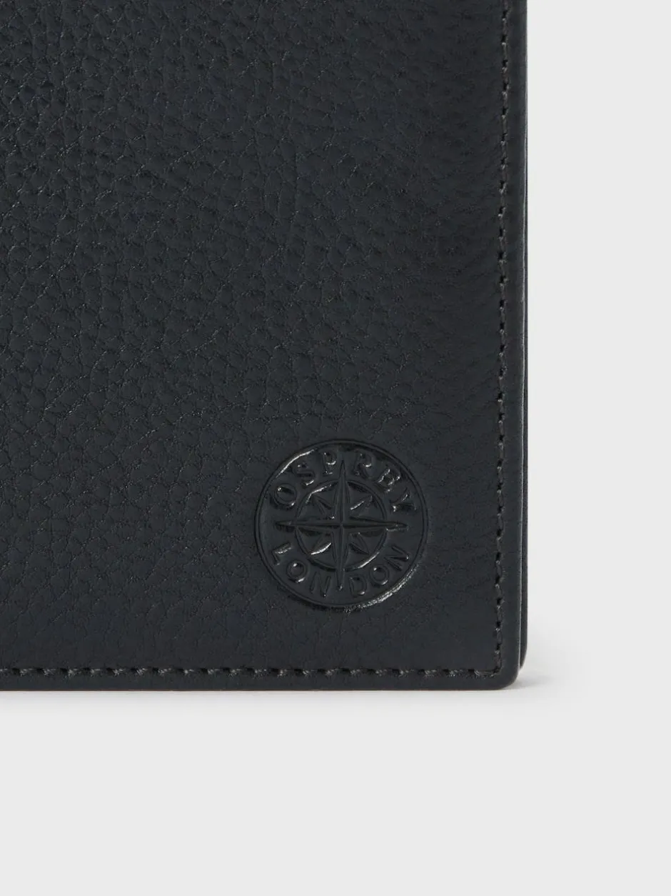 Osprey London The Compass Leather Card Wallet Black New