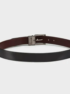 Osprey London Black The Crawford 3.5cm Reversible Leather Belt Discount