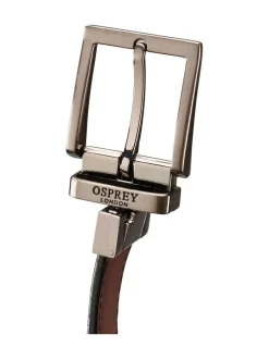 Osprey London Black The Crawford 3.5cm Reversible Leather Belt Discount