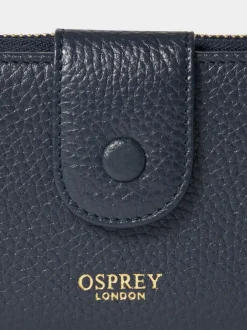 Osprey London The Core Medium Leather Popper Matinee Purse Blue Best