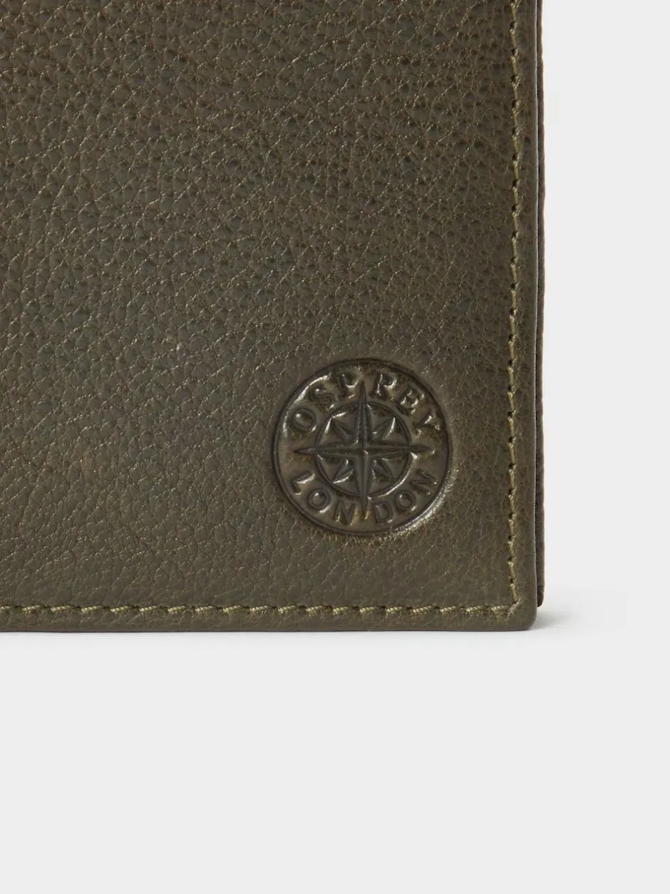 Osprey London The Compass Leather Card Wallet Green Outlet
