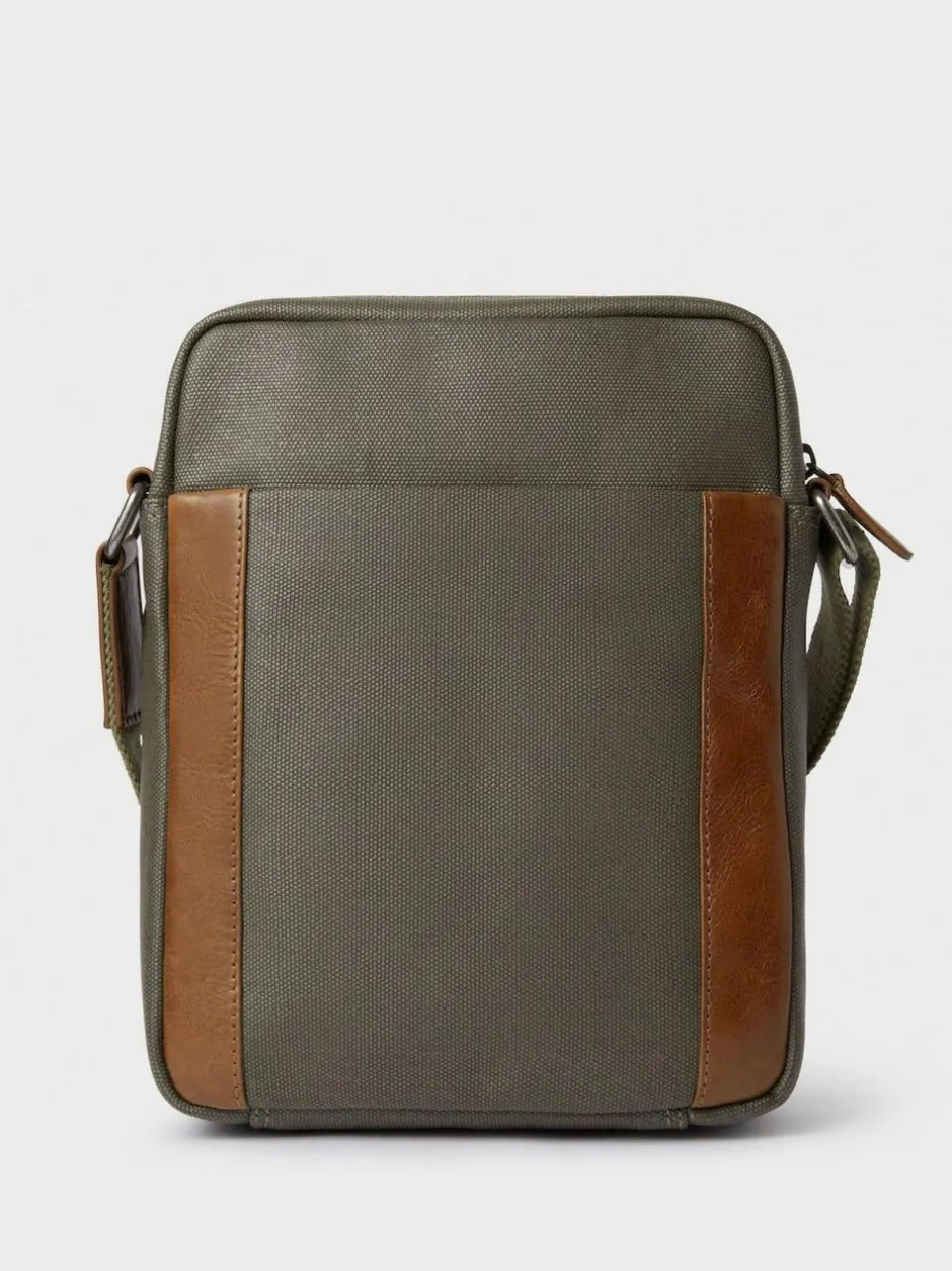 Osprey London The Small Grantham Waxed Canvas And Leather Messenger Bag Green Clearance