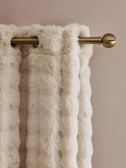 Next Oyster Aspen Faux Fur Eyelet Lined Curtains Discount