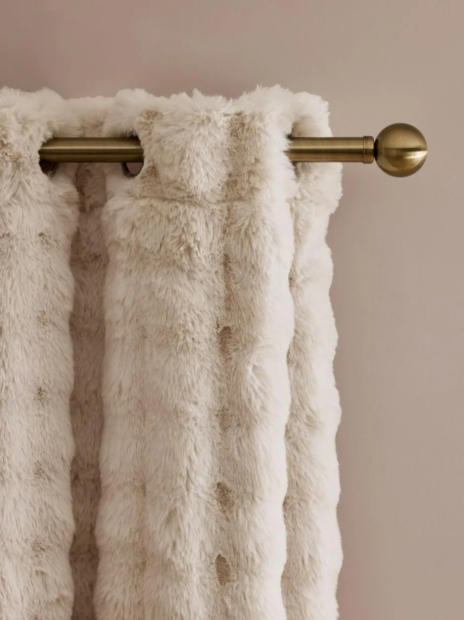 Next Oyster Aspen Faux Fur Eyelet Lined Curtains Discount