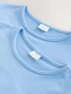Next Pale Blue 2 Pack Puff Sleeve T-Shirts (3-16yrs) New