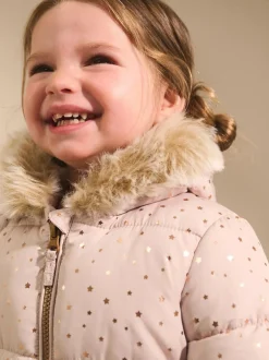 Next Print Shower Resistant Snowsuit (3mths-7yrs) Pale Pink New